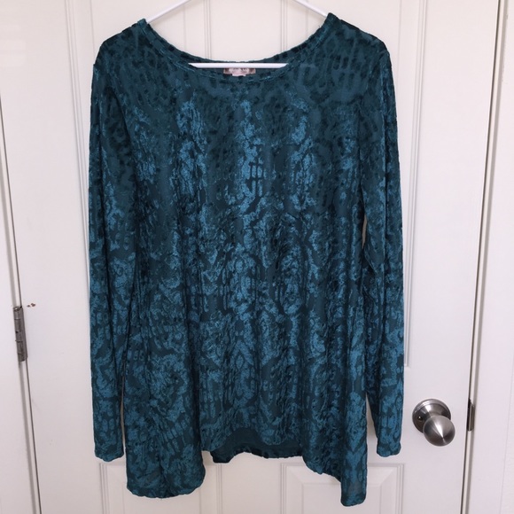 White Stag Tops - Beautiful velvety embellished long sleeve shirt